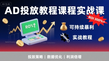 【第9607期】AD投放教程课程实战课，实现广告ROI300%+可持续暴利
